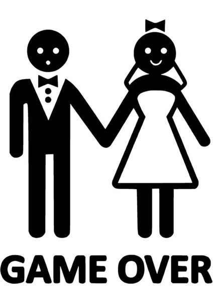 Evlendik ve Game Over Duvar Dekor Sticker 40 x 48 cm