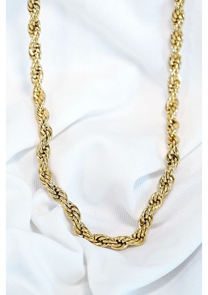 5mm Kalın Burgu Altın Renk Çelik Kolye Unisex Paslanmaz Kaliteli modelleri