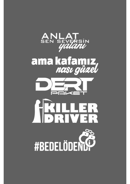 Oto Arka Cam Özel Yeni Sticker Model 50 Beyaz 40*20 cm