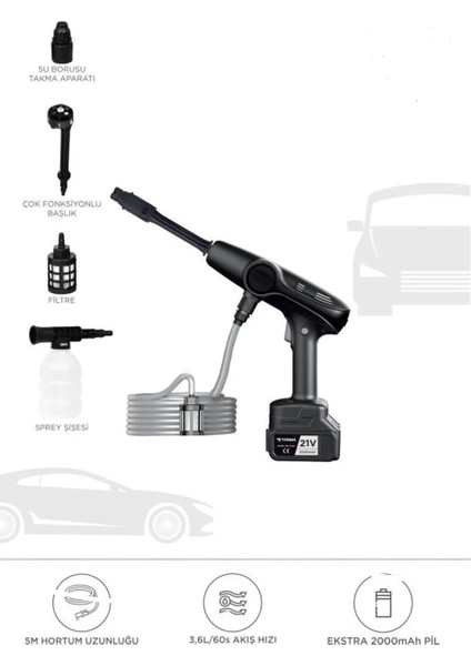 Akülü Şarjlı Yüksek Basınçlı Oto Araba Bahçe Yıkama,temizleme Su Sı - Lisinya