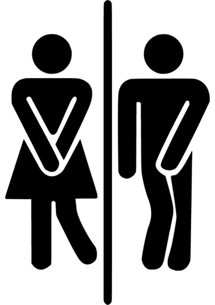 Sıkışmış Bay Bayan Wc Duvar Dekor Sticker 40 x 60 cm
