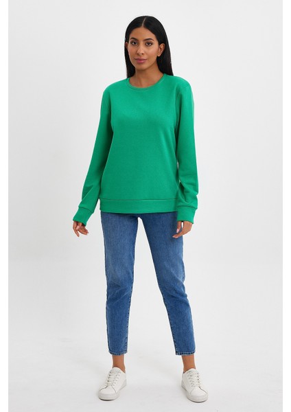 Kadın Bisiklet Yaka Rahat Kalıp 3 Iplik Içi Polarlı Kalın Sweatshirt SPR24SWK36