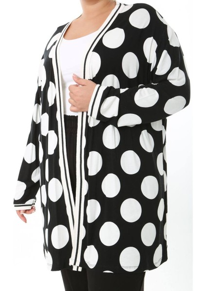 Kadın Büyük Beden Şerit Detaylı Desenli Uzun Kollu Esnek Viskon Hırka 25004 modelleri