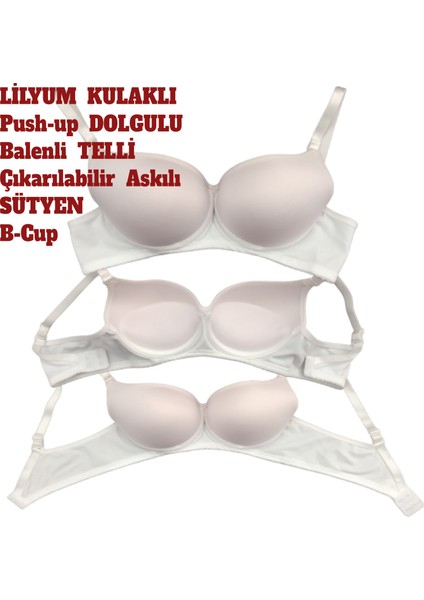 Destekli Dolgulu Balenli Telli Sütyen Push Up Çıkarılabilir Askılı B Kap fırsatları