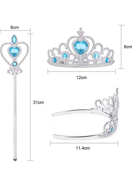 Karlar Ülkesi Elsa Mavi Kalpli Taç ve Mavi Asa Seti Çocuk Boy - Lisinya fırsatları
