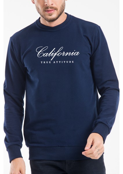 Erkek Bisiklet Yaka Regular Kalıp Ince Californıa Baskılı Sweatshırt SPR24SW125 modelleri
