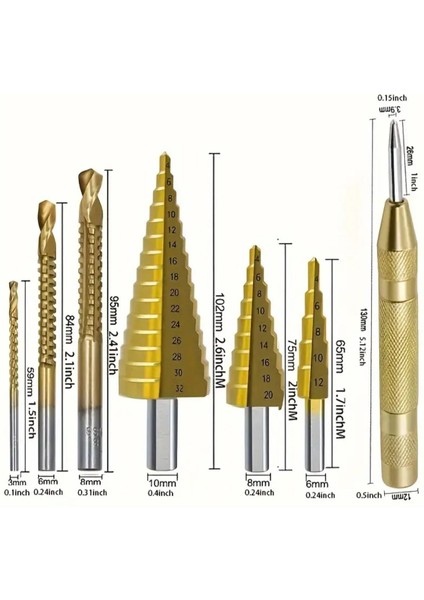 Kademeli Matkap Ucu Spiral Sac Delme 7 Parça Hss Titanyum Lenox Tools indirimleri