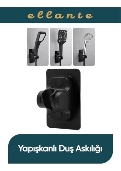 Ayarlanabilir 120° Döner Suya Dayanıklı Duş Başlığı Tutucu Siyah