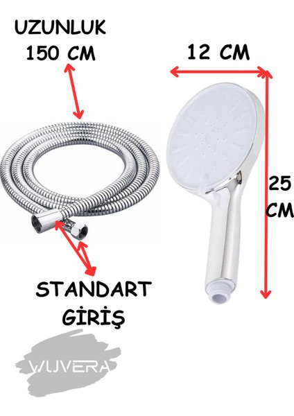 Fonksiyonlu Güneş Banyo Duş Başlığı ve Fiskiyesi, Ekru Renk Seçeneği fiyatları