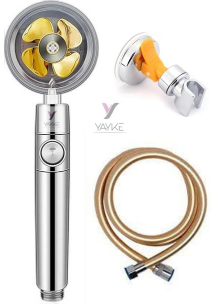 Dönebilen Turbo Pervaneli Tazyikli Duş Başlığı, Pvc Gold Hortum, Vakumlu Mafsal modelleri