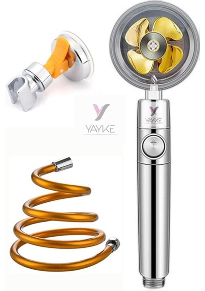 Dönebilen Turbo Pervaneli Tazyikli Duş Başlığı, Pvc Gold Hortum, Vakumlu Mafsal fırsatları