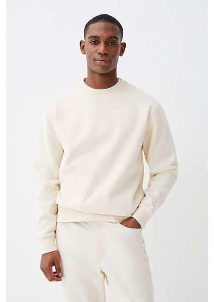 Erkek Bisiklet Yaka Rahat Kalıp 3 Iplik Içi Polarlı Kalın Sweatshirt SPR25SW36