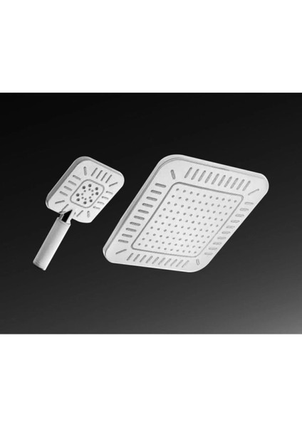 Beyaz Kare Yağmurlama Robot Tepe Duş Sistemi, Örgülü Hortum ve Sabunluk ile indirimleri