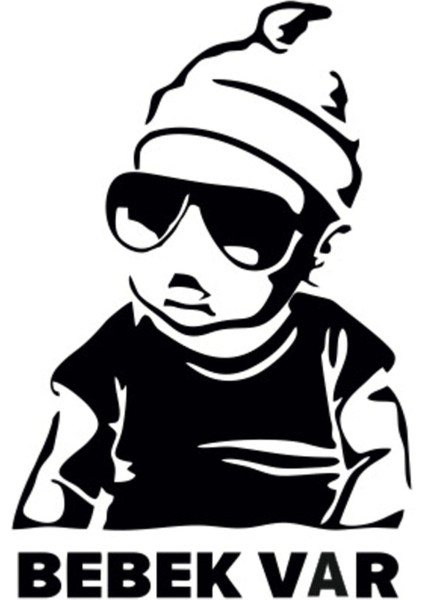 Bebek Var Oto Cam Özel Yeni Sticker Siyah 9,5*15 cm