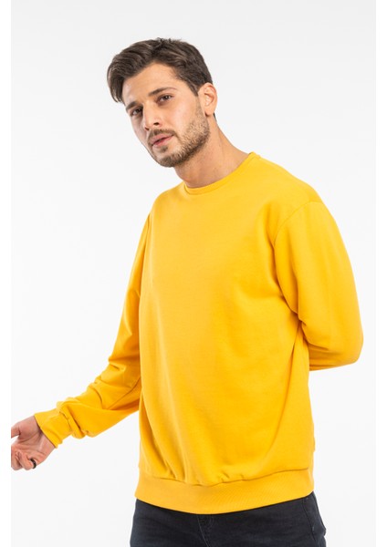 Erkek Bisiklet Yaka Rahat Kalıp 3 Iplik Içi Polarlı Kalın Sweatshirt SPR25SW36