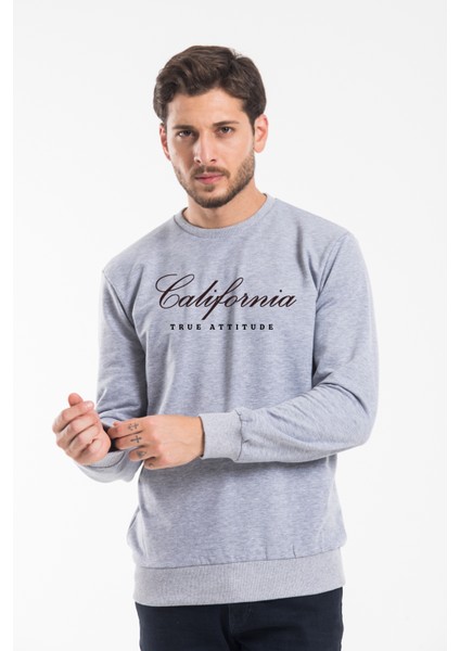 Erkek Bisiklet Yaka Regular Kalıp Ince Californıa Baskılı Sweatshırt SPR24SW125 fiyatları