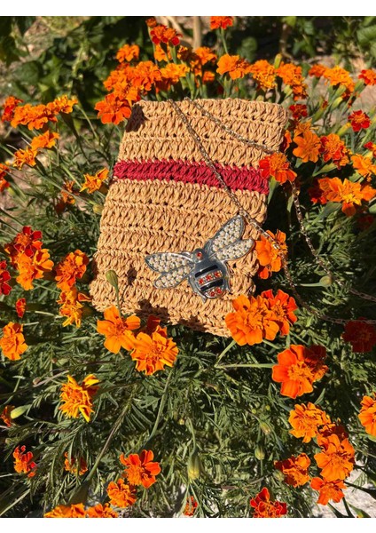 Doğal Hasır Görünümlü El Yapımı Zincir Askılı Telefon Çantası – Yazlık Omuz Çantası fiyatları