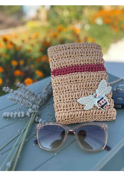 Doğal Hasır Görünümlü El Yapımı Zincir Askılı Telefon Çantası – Yazlık Omuz Çantası modelleri