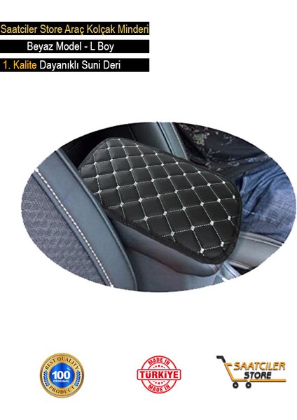 Renault Clio 2 Hb 1998-2004 Deri Oto Kolçak Kılıfı Örtüsü Capitone Süngerli Beyaz Nakışlı modelleri