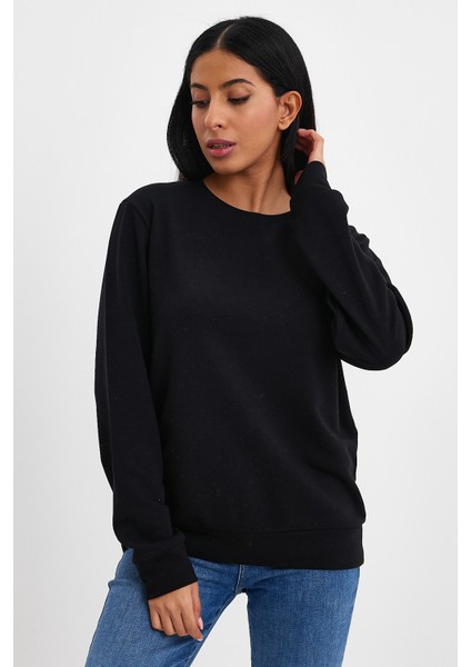 Kadın Bisiklet Yaka Rahat Kalıp 3 Iplik Kalın Sweatshirt SPR24SWK-36 modelleri