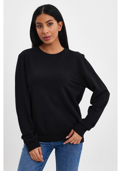 Kadın Bisiklet Yaka Rahat Kalıp 3 Iplik Kalın Sweatshirt SPR24SWK-36 indirimleri