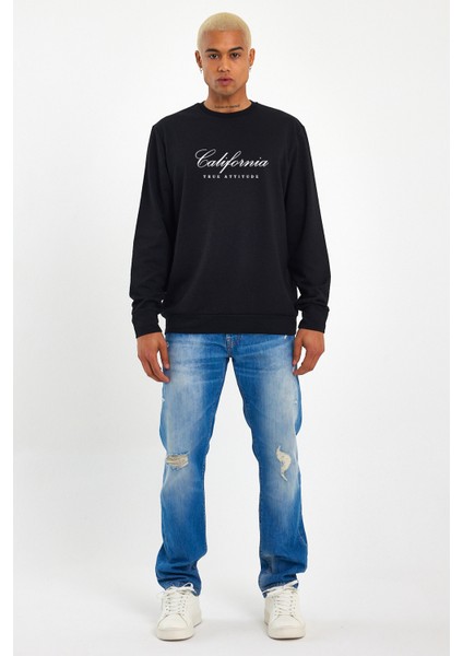 Erkek Bisiklet Yaka Regular Kalıp Ince Californıa Baskılı Sweatshırt SPR24SW125 fiyatları