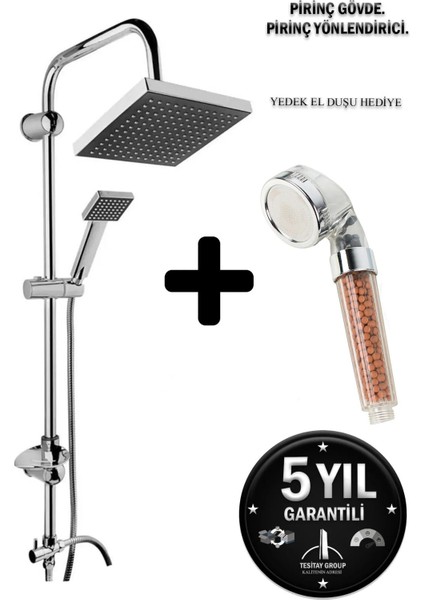 Boncuklu Siyah Kare Yağmurlama Duş Başlığı Seti, Şık ve Kullanışlı Tasarım