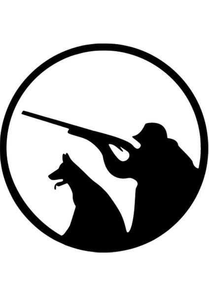 Nişan Almış Avcı ve Köpeği Sticker 10 x 10 cm