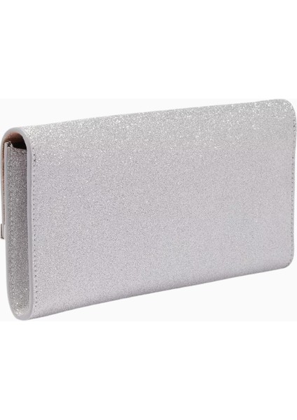 Jımmy Choo Emmie Clutch Çanta, Ince Simli Deri, Gümüş Renk Lüks Gece Tasarımı modelleri