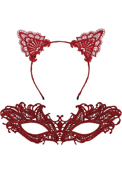 Şık Kırmızı Dantel Maske ve Taç Seti 5 No – Maskeli Balo Özel Etkinlikler - Lisinya fiyatları