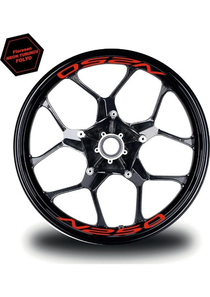 Bajaj N250 Jant Içi Yazı Sticker Modeli Neon Turuncu