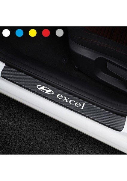 Hyundai Excel Için Özel Yeni Uyumlu Aksesuar Oto Kapı Eşiği Özel Yeni Sticker Karbon 4 Adet