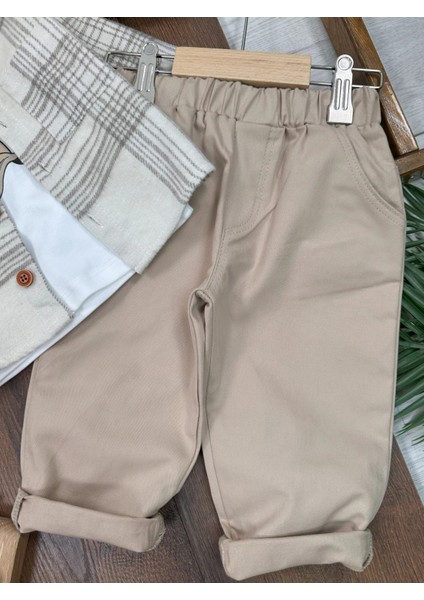 Oduncu Gömlek Şapkalı Oversize Kesim Rahat Pantolon Baskılı Pamuklu Badi Erkek Bebek Takım modelleri