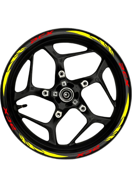 Pcx Kırmızı Yazılı Sarı Pençe Şeritli