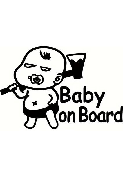 Arabada Bebek Var Baltalı Oto Arka Cam Sticker 20 x 14 cm