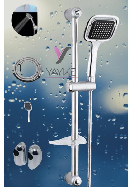 Gri Sürgülü Duş Takımı Seti, Hortum ve Duş Başlığı ile Banyo Konforu