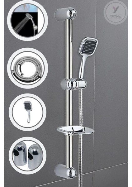 Gri Sürgülü Duş Takımı Seti, Hortum ve Duş Başlığı ile Banyo Konforu modelleri