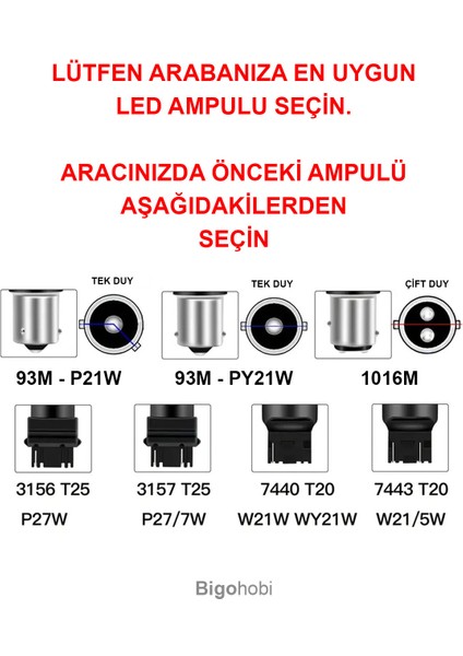 Oto 144LED Ampul 2'li Set, 93M 12V Tek Duy, Fren, Park, Sinyal Ampulleri indirimleri