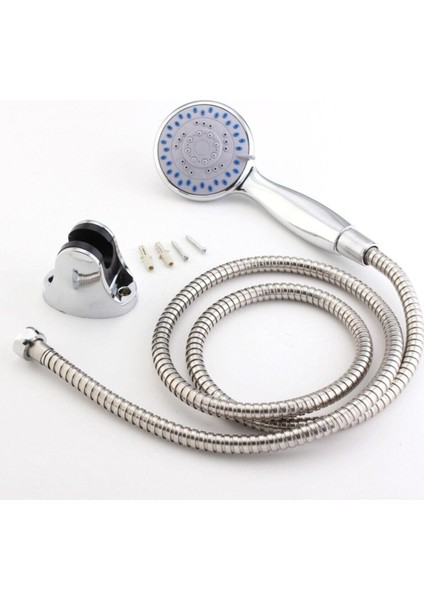 3 Aşamalı Krom Banyo Duş Başlığı Seti ve Su Hortumu Tutucu
