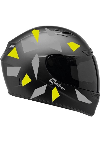 Kare Gri Neon Sarı Kamuflaj Kask Sticker Modeli