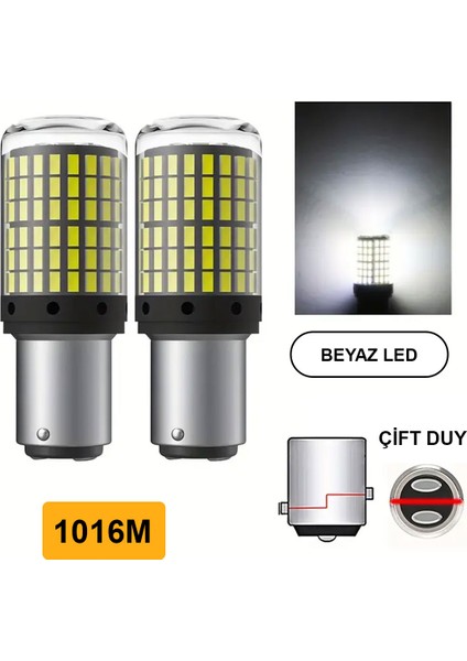 Oto 144LED Ampul 2'li Set, 1016M 12V Çift Duy, Fren, Park, Sinyal Ampulleri