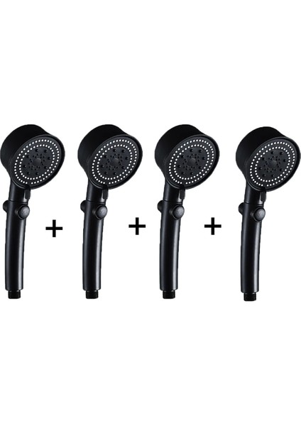 Siyah Çok Fonksiyonlu Pervaneli El Duşu, 4 Adet