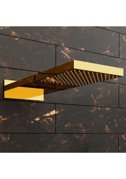 Şık Altın Renkli Yağmur Duş Başlığı, Ankastre Panel Tepe Modeli fiyatları