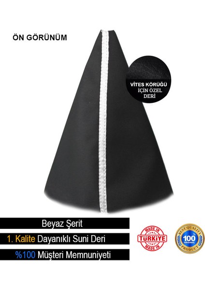 Mini One Siyah Deri Özel Yeni Tasarım Beyaz Şerit Spor Dikiş Vites Körüğü