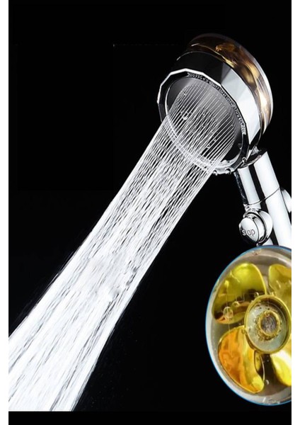 360 Derece Dönen Pervaneli Duş Başlığı, Su Tasarruflu ve Kolay Kullanımlı