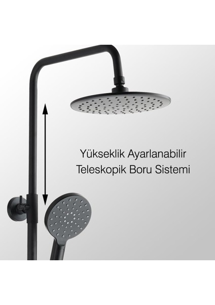 Teleskopik Kolonlu Çok Fonksiyonlu Siyah Duş Seti, El Başlıklı, Kolay Kurulum modelleri