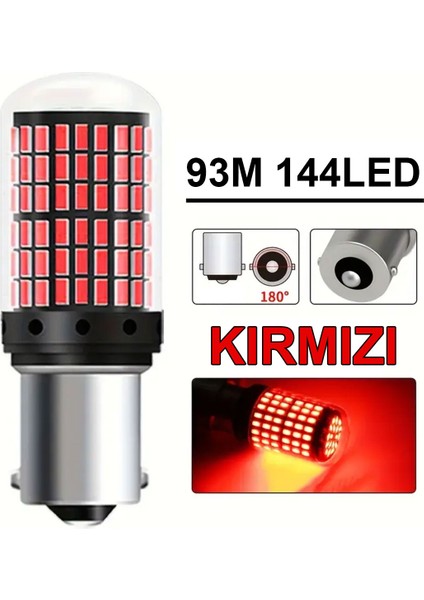 Oto 144LED Ampul 2'li Set, 93M 12V Tek Duy, Fren, Park, Sinyal Ampulleri