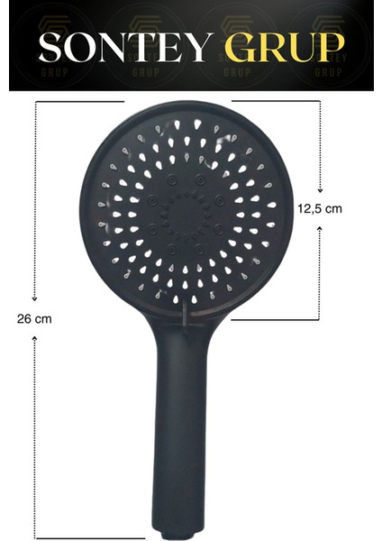 Büyük Siyah Spa Duş Başlığı ve Hortumu Seti, Şık ve Konforlu Duş Deneyimi fiyatları