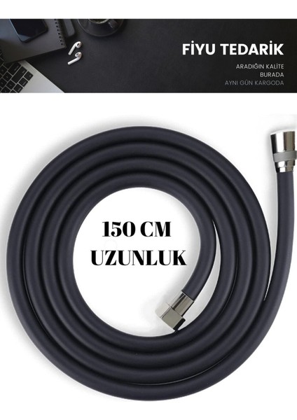 Büyük Siyah Spa Duş Başlığı ve Hortumu Seti, Şık ve Konforlu Duş Deneyimi modelleri