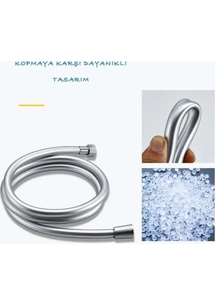 Güçlü ve Esnek Spiral Duş Hortumu, Yüksek Kalite, 150CM, Gri Renk modelleri